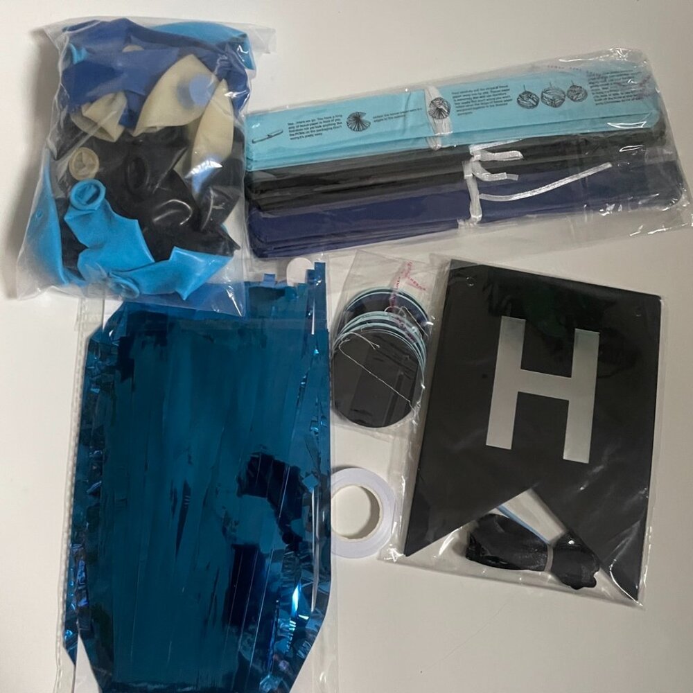 Blue & Black Birthday Party Decor Kit